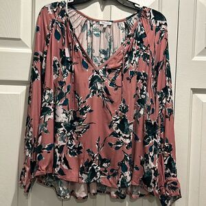 Splendid Pink Floral Blouse, Size Small
